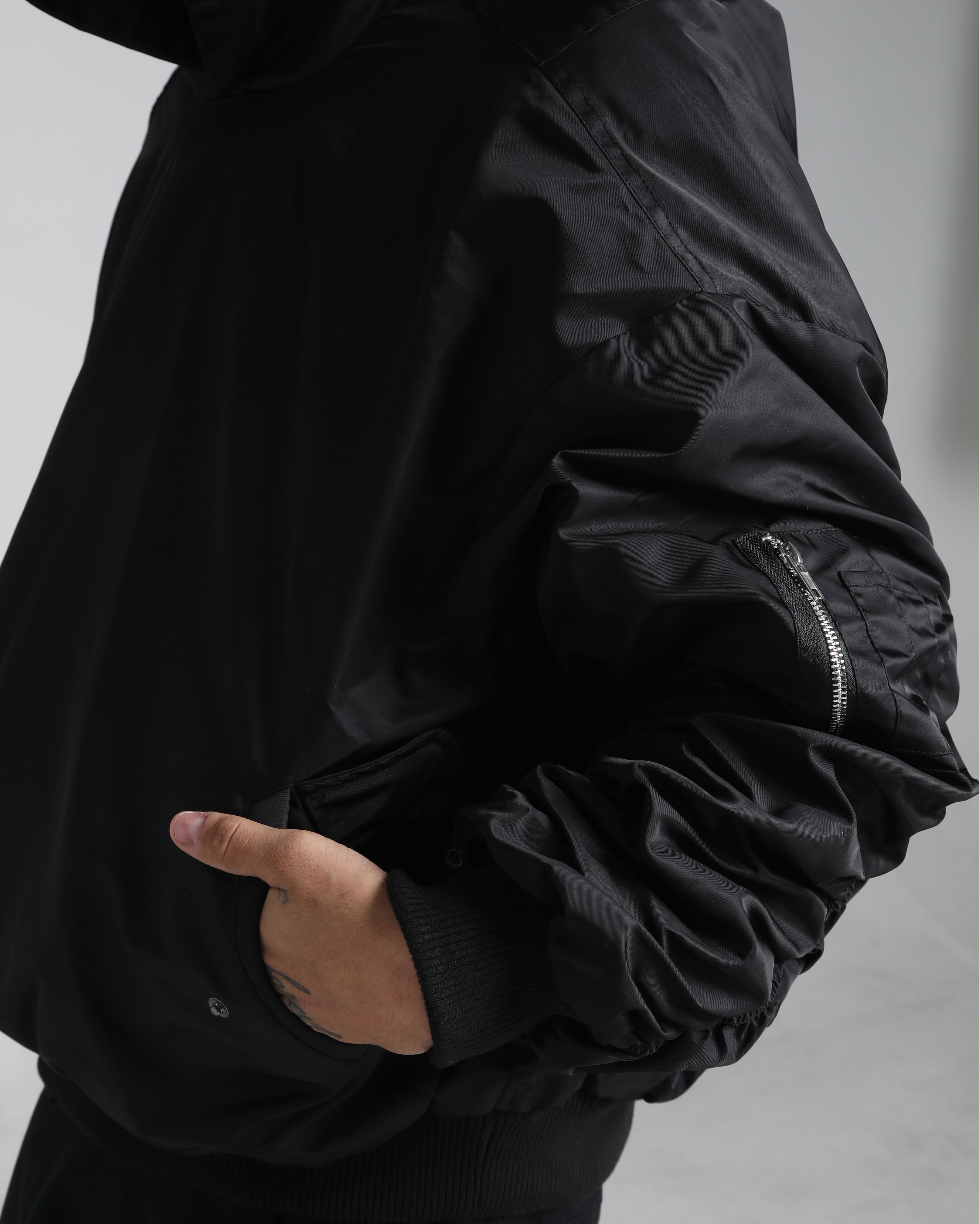 Nylon No-Zip Pullover Bomber